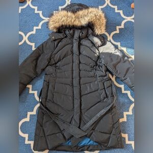 Women's Black Fur-Trimmed ParkaWomen's Small Black with blue lining Lands End Go